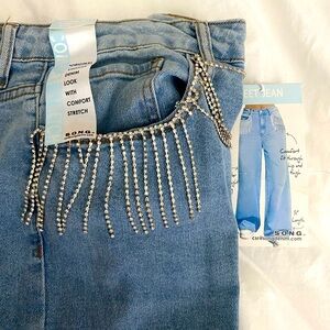 SONG Street Wide leg Jean with Rhinestones pocket